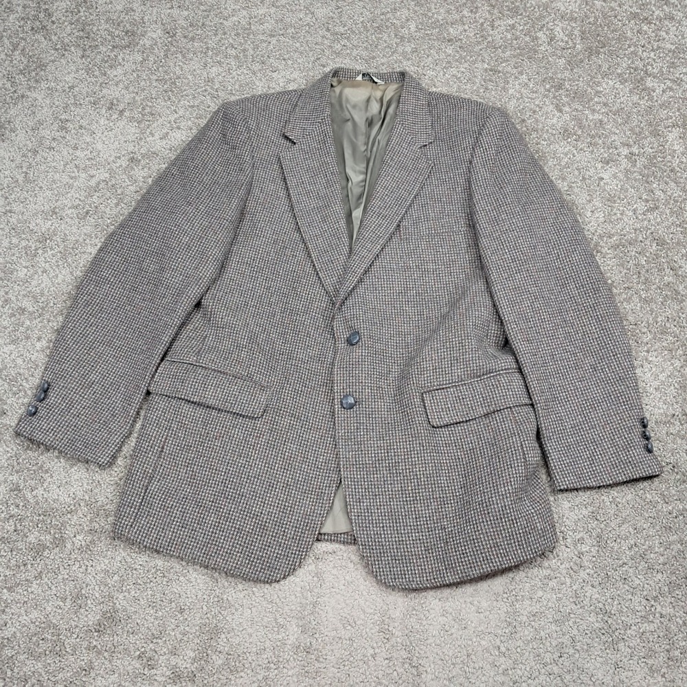 Wentworth Mens Grey Brown‎ Houndstooth Two Button Blazer Sport Coat Jacket